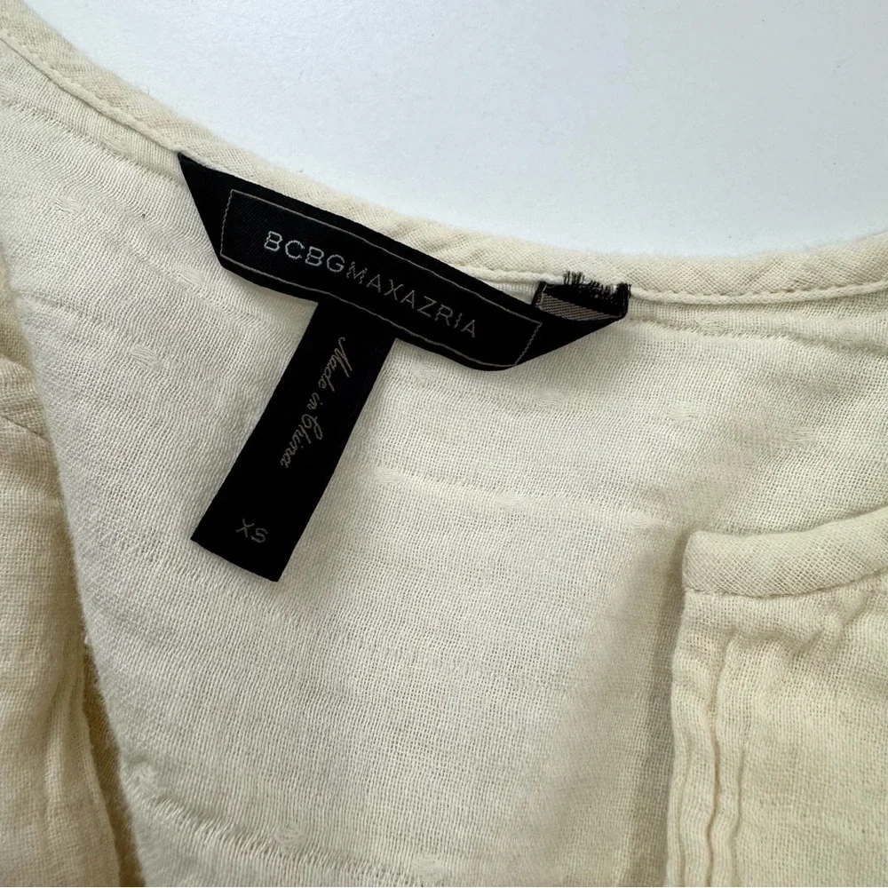 BCBGMAXAZRIA Keely Tunic Dress Long Sleeve Metallic Stripe Boho Notch Neck Sz XS - Picture 7 of 12